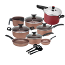 Jogo de Panelas Antiaderente Teflon Premium 11 Peças. 7 Panelas+ 2 brindes, 3 utencilios + Panela de Pressão 4,5Lt