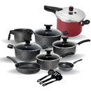 Jogo de Panelas Antiaderente Teflon Premium 11 Peças. 7 Panelas+ 2 brindes, 3 utencilios + Panela de Pressão 4,5Lt