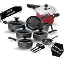 Jogo de Panelas Antiaderente Teflon Premium 11 Peças. 7 Panelas+ 2 brindes, 3 utencilios + Panela de Pressão 4,5Lt