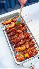 Churrasqueira Elétrica 1500W 127V 220V 110V Portátil Desmontável Ferro Inox Controle Temp Casa Acampamento Grelha antiad