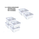Kit 4 Organizador de Geladeira 3,8 Litros Cesto ou 2,8 Com Tampa Multiuso Alimento Verdura e Vegetal