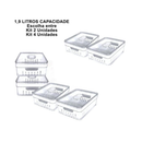 Kit 4 Organizador de Geladeira 3,8 Litros Cesto ou 2,8 Com Tampa Multiuso Alimento Verdura e Vegetal