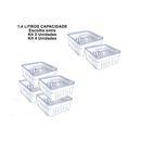 Kit 4 Organizadores de Geladeira BPA Free com Cesto e Tampa – Transparente Multiuso