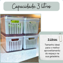 Kit 4 Organizador de Geladeira 3,8 Litros Cesto ou 2,8 Com Tampa Multiuso Alimento Verdura e Vegetal