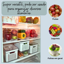Kit 4 Organizador de Geladeira 3,8 Litros Cesto ou 2,8 Com Tampa Multiuso Alimento Verdura e Vegetal