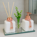 Kit Lavabo Banheiro Aromatizador de Ambiente e Sabonete Líquido Com Bandeja Luxo com vasinho