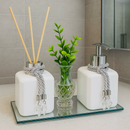 Kit Lavabo Banheiro Aromatizador de Ambiente e Sabonete Líquido Com Bandeja Luxo com vasinho