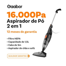 Aspirador de Pó Vertical Gaabor 2 em 1 Portatil 1,5L 1600pa 650w Preto 110V