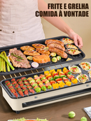 Churrasqueira Elétrica 1500W 127V 220V 110V Portátil Desmontável Ferro Inox Controle Temp Casa Acampamento Grelha antiad