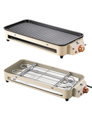 Churrasqueira Elétrica 1500W 127V 220V 110V Portátil Desmontável Ferro Inox Controle Temp Casa Acampamento Grelha antiad