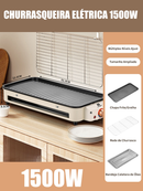 Churrasqueira Elétrica 1500W 127V 220V 110V Portátil Desmontável Ferro Inox Controle Temp Casa Acampamento Grelha antiad
