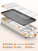 Churrasqueira Elétrica 1500W 127V 220V 110V Portátil Desmontável Ferro Inox Controle Temp Casa Acampamento Grelha antiad