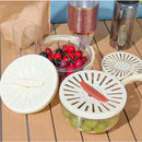 Tigela Multifuncional para Lavar, Drenar e Armazenar Frutas e Vegetais – Com Alça Dobrável e Tampa