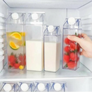 Kit 2 Garrafa Grande com adesivo Caixa Leite Suco Água Acrílico 1 Litro de Cada