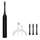 Escova De Dentes Elétrica Recarregável Sonic IPX7 Com 4 Cabeças Cor Branco E Preto a
