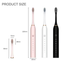 Escova De Dentes Elétrica Recarregável Sonic IPX7 Com 4 Cabeças Cor Branco E Preto a